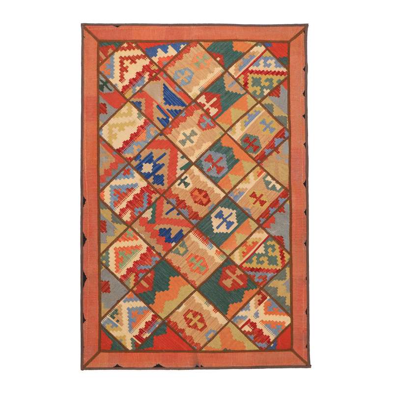 کلاژ گلیم و جاجیم دستباف 2 متری مدل قشقایی کد 4040507