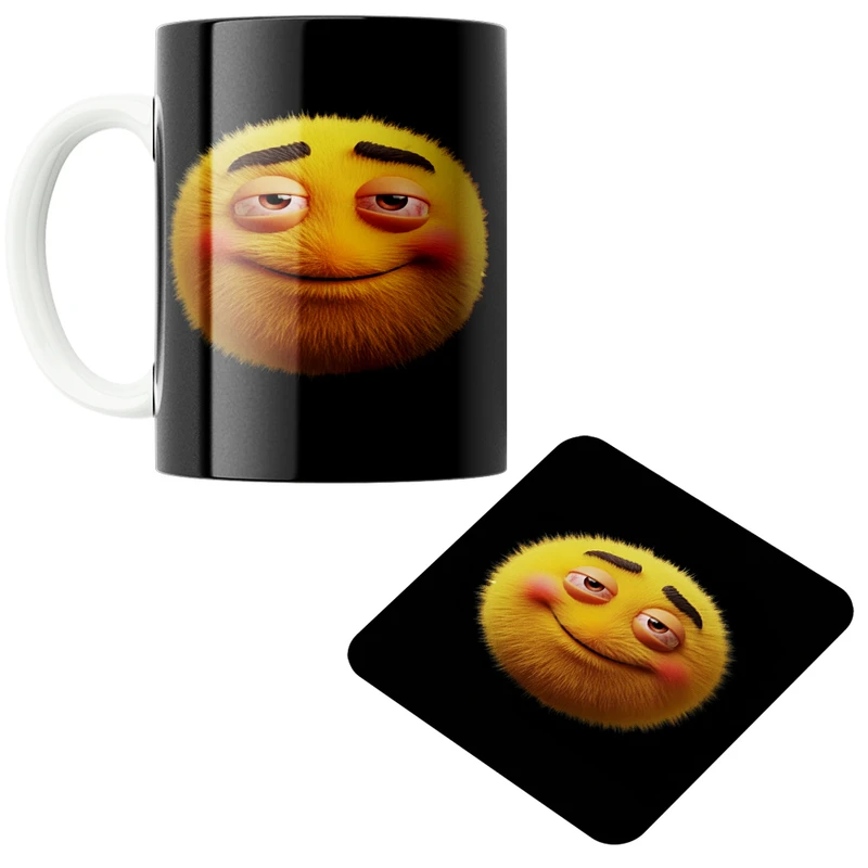 ماگ پاد آفرین مدل ایموجی کد 51 به همراه زیر لیوانی