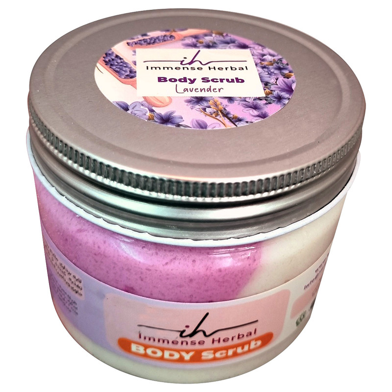 اسکراب لایه بردار پوست ایمنس هربال مدل میکس لوندر و شی باتر وزن 620 گرم