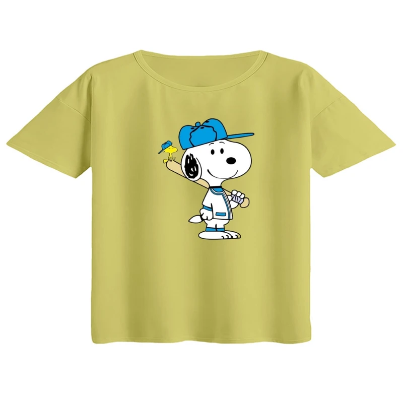 کراپ تی‌شرت آستین کوتاه زنانه مدل اسنوپی کد ۱۹