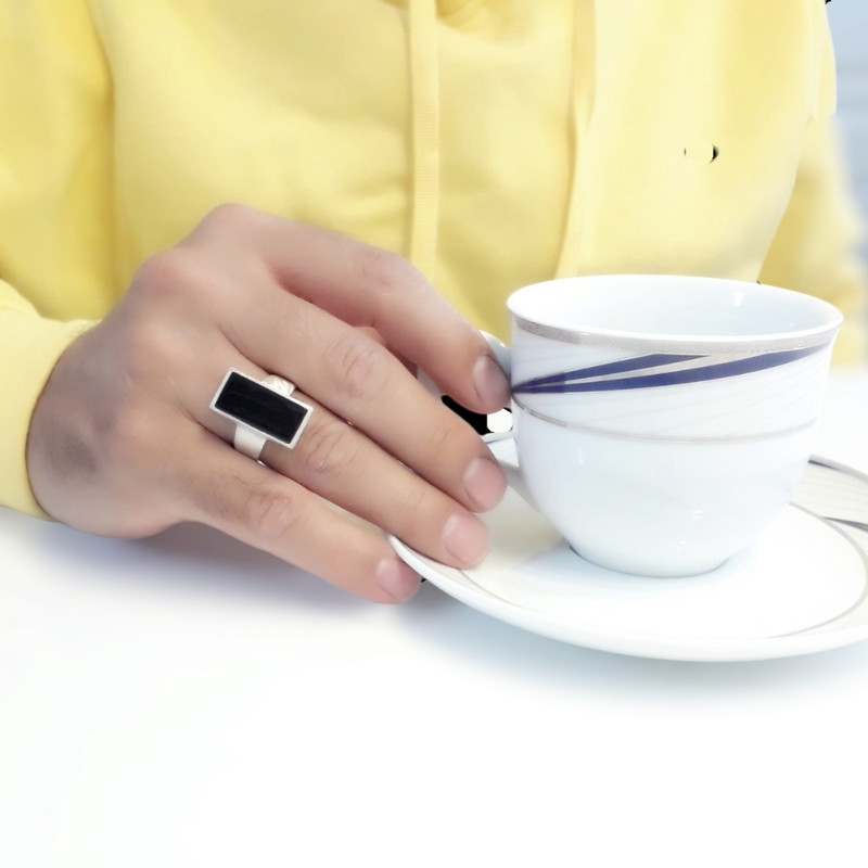 انگشتر نقره مردانه مدل اونیکس مستطیل