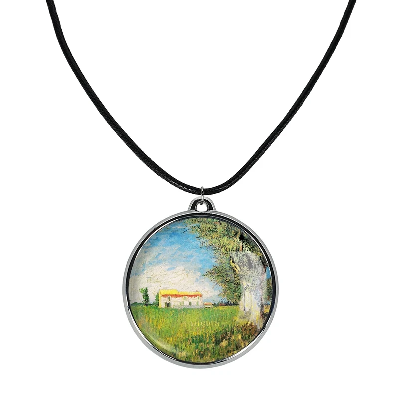 گردنبند خندالو مدل خانه در مزرعه گندم ونسان ونگوگ (Van Gogh) کد 3678636787