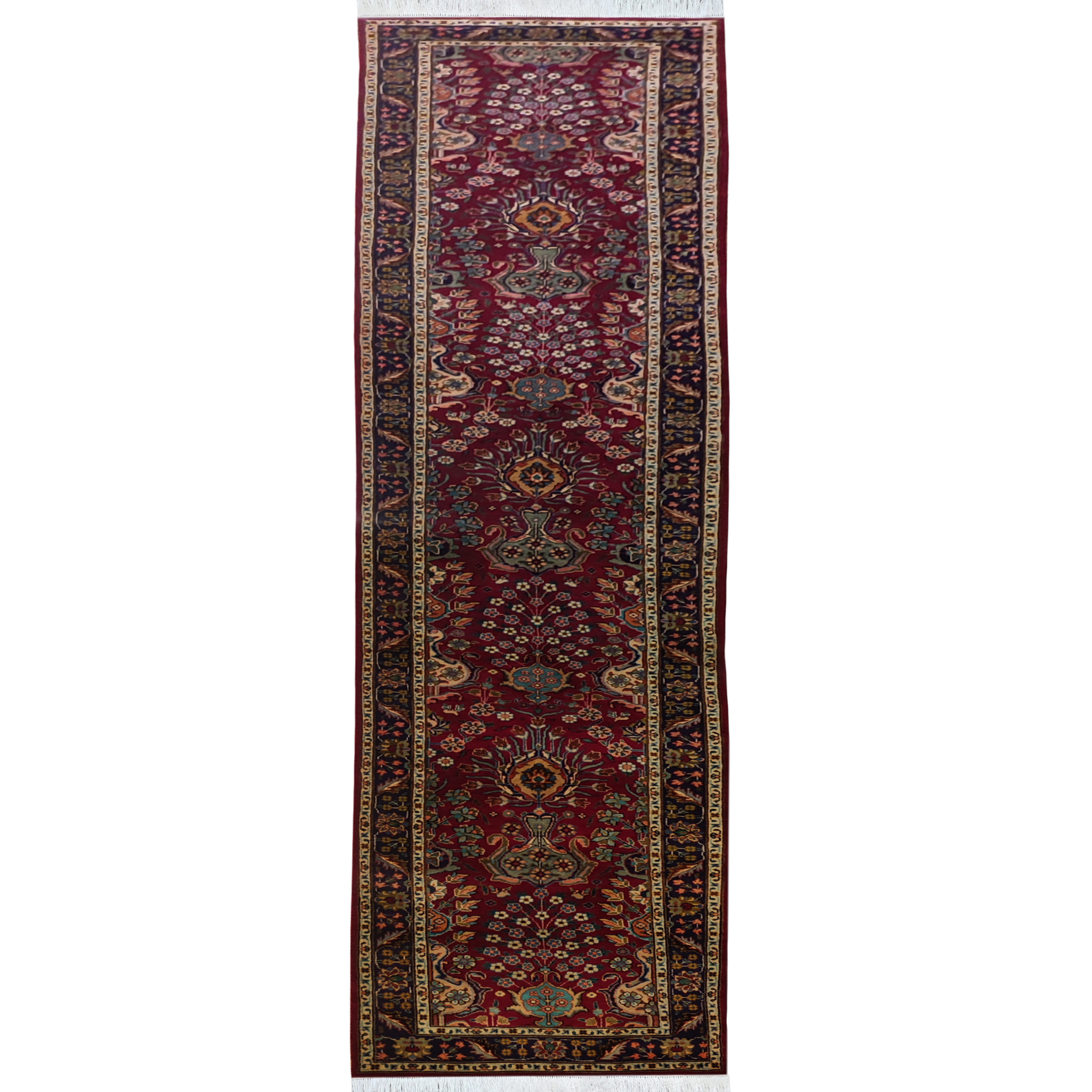 فرش قدیمی دستباف کناره به طول پنج متر طرح تبریز کد 219