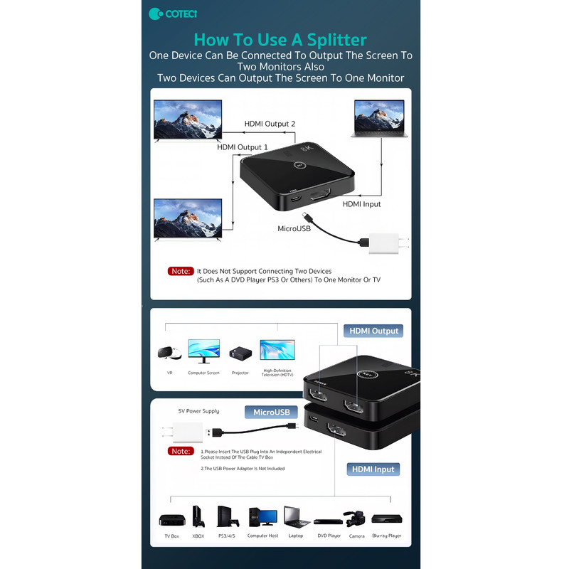 سوئیچ 1 به 2 HDMI کوتتسی مدل OF-036 8K