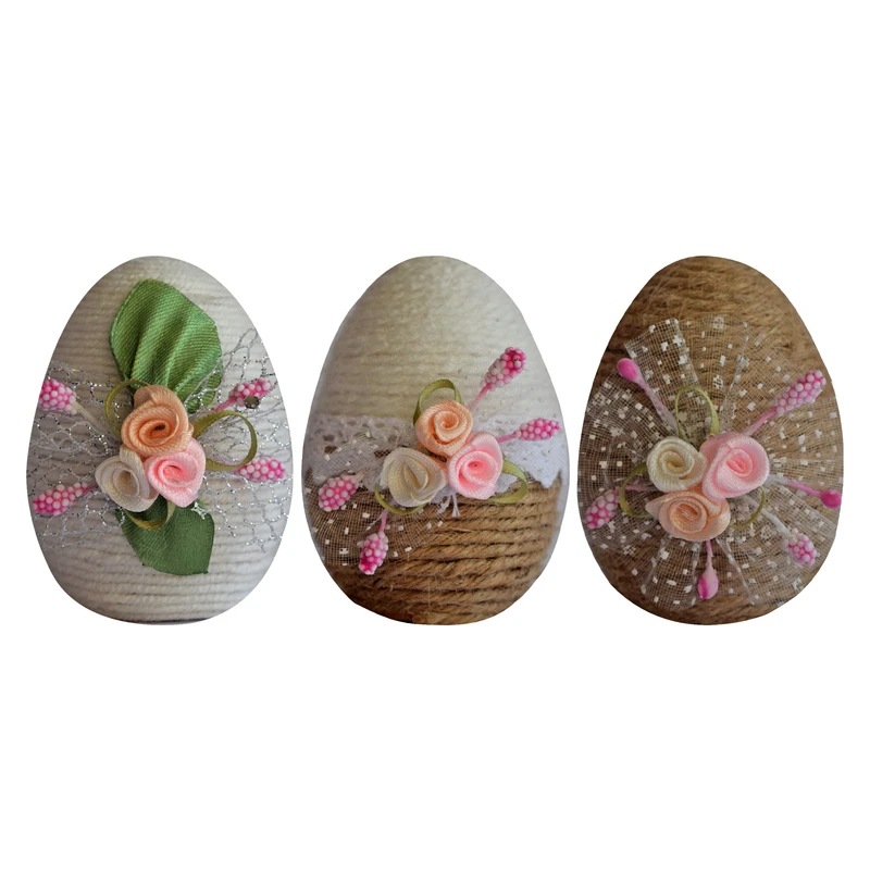  تخم مرغ سفالی مدل سفره هفت سین طرح یاس گلدار کد S3033nr بسته 3 عددی