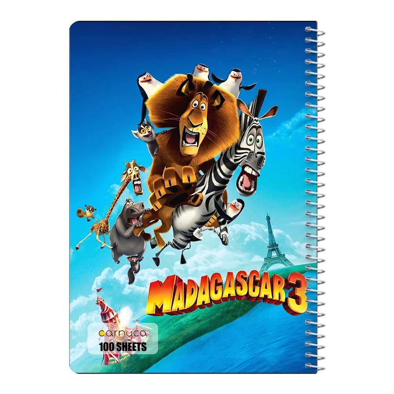 دفتر مشق 100 برگ سیمی کارنیکا طرح ماداگاسکار Madagascar کد 28653