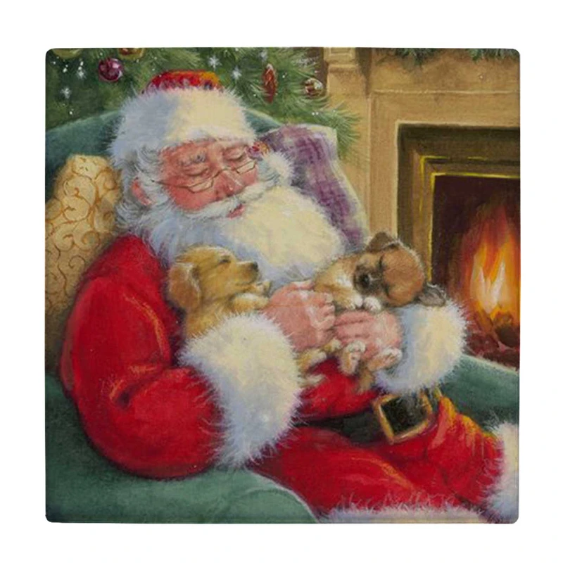 زیر لیوانی طرح بابانوئل و دو سگ کوچک کد    4016483_2334