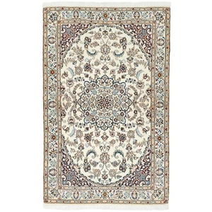 فرش دستبافت یک و نیم متری مدل گل ابریشم نائین کد n543021n