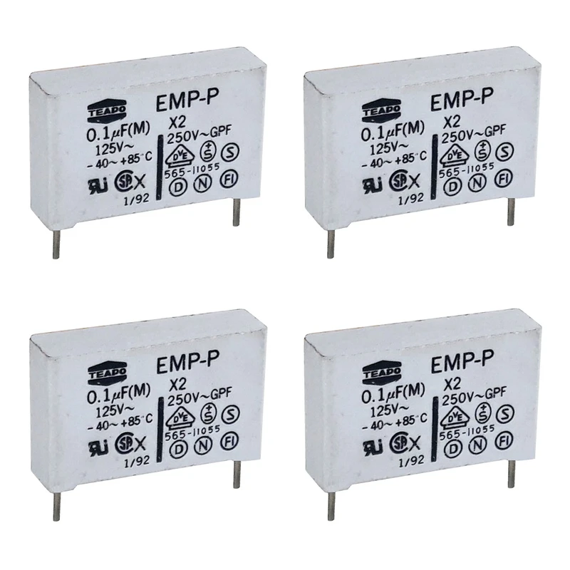 خازن تیاپو 0.1 میکروفاراد AC مدل MKT-X2 کد 12 بسته 4 عددی