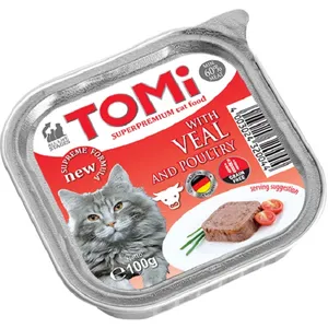  کنسرو گربه تامی مدل Veal and Poultry وزن 100 گرم