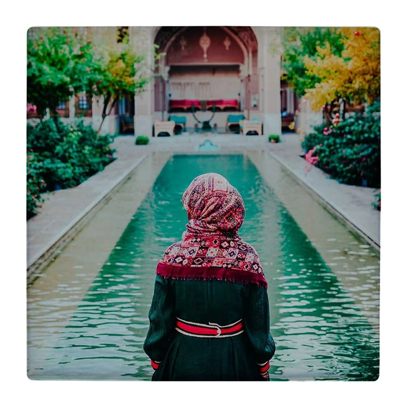 زیر لیوانی  طرح عمارت ایرانی و حوض آب کد    4969971_3844