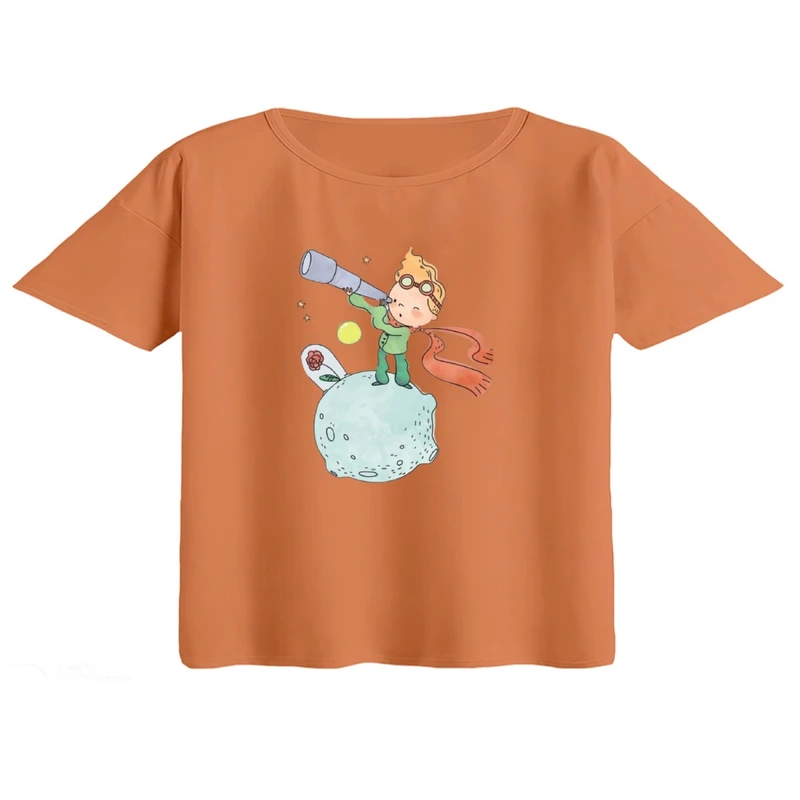 کراپ تی‌شرت آستین کوتاه زنانه مدل شازده کوچولو کد۱