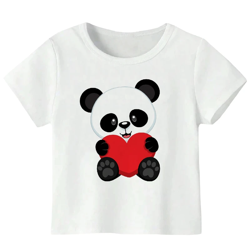 تی شرت آستین کوتاه دخترانه مدل خرس و قلب WS47