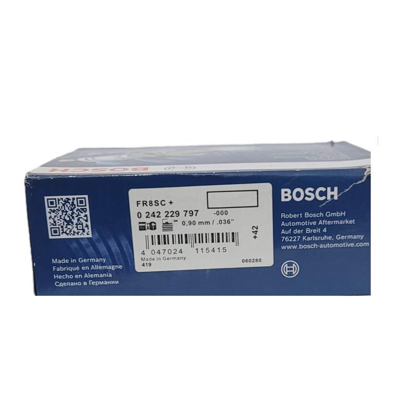 شمع خودرو بوش مدل تک پلاتین پایه بلند کد Germany FR8SC +42 بسته 4 عددی