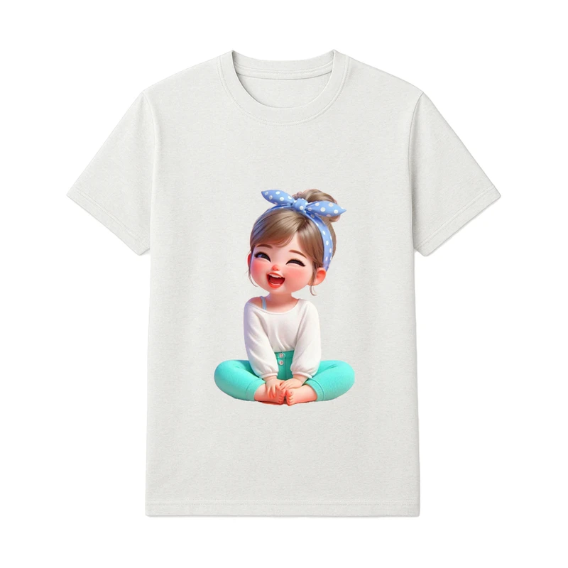 تی‌شرت آستین کوتاه راحتی دخترانه مدل دخترک خندان