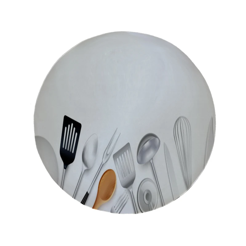      پادری مدل دایره طرح ابزار آشپزی کد 8085 سایز 90 × 90 سانتی متر