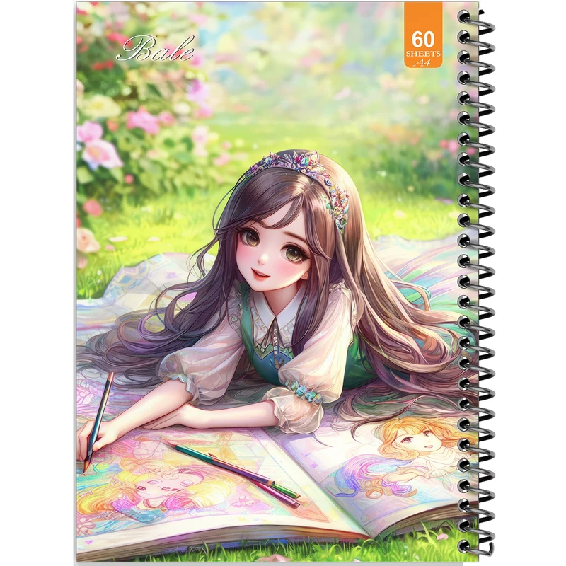 دفتر نقاشی 60 برگ انتشارات بله طرح فانتزی دختر نقاش کد A4-O82