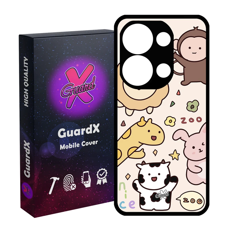 کاور گارد ایکس طرح باغ وحش مدل Glass10564 مناسب برای گوشی موبایل شیائومی Redmi Note 13 Pro 4G / Poco M6 Pro 4G