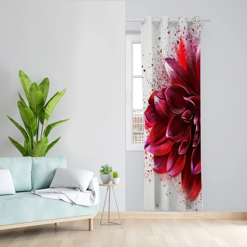 پرده طرح گل مدل مخمل پانچی کد L 1136L Z سایز 140x200 سانتی متر