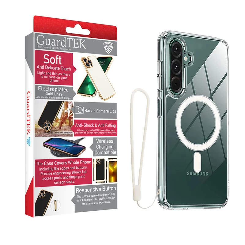 کاور گاردتک مدل Clear Magsafe Strap مناسب برای گوشی موبایل سامسونگ Galaxy A26 به همراه بند آویز