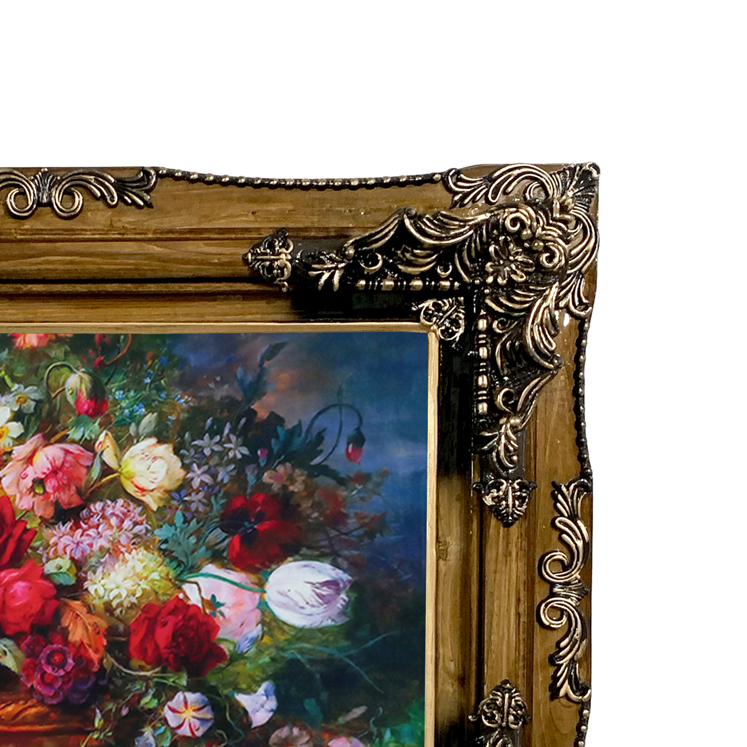 تابلو فرش ماشینی طرح دستبافت مدل گلدان گل کد 8589