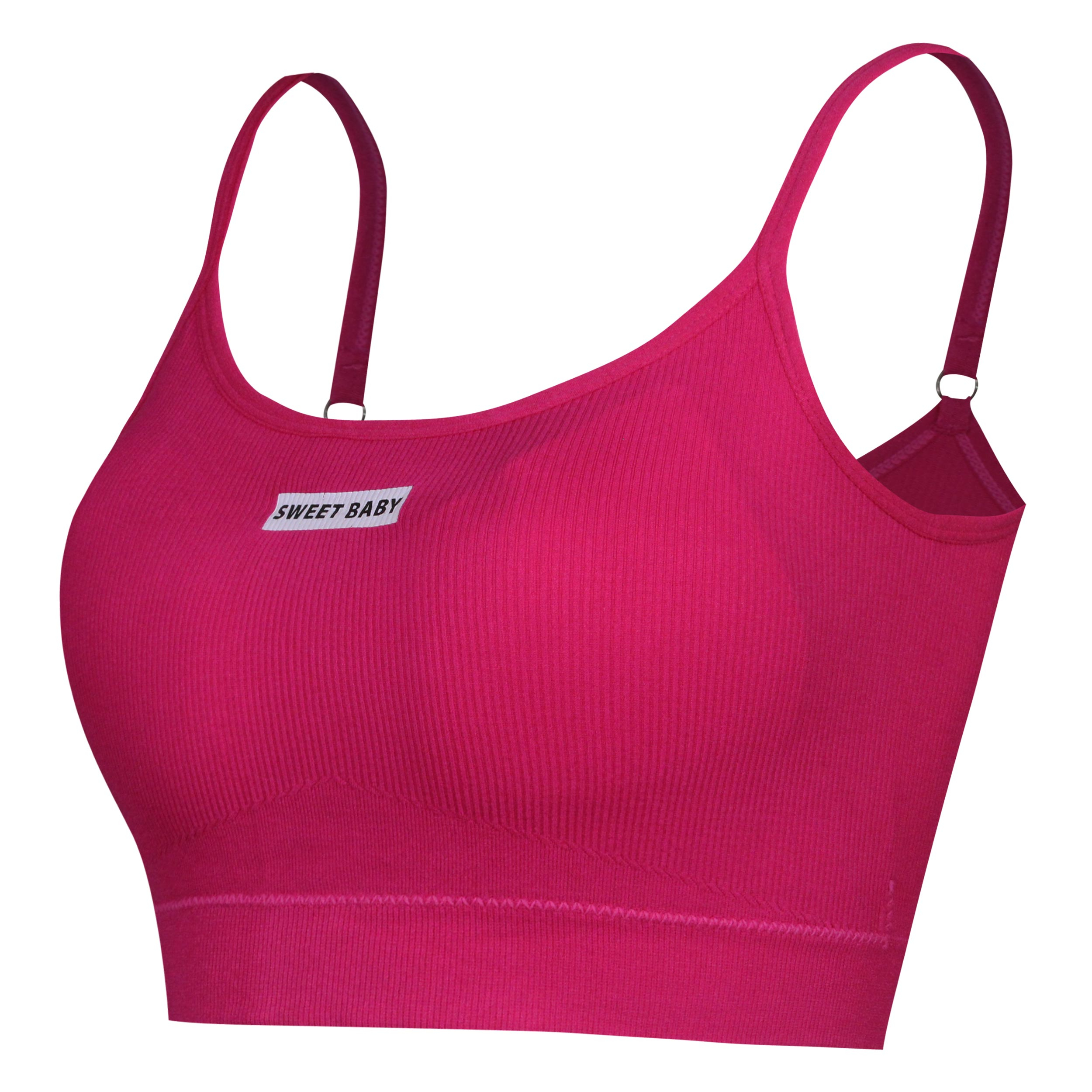 ست نیم تنه و شلوارک ورزشی زنانه ماییلدا مدل پددار بدون فنر کد 4580 رنگ سرخابی