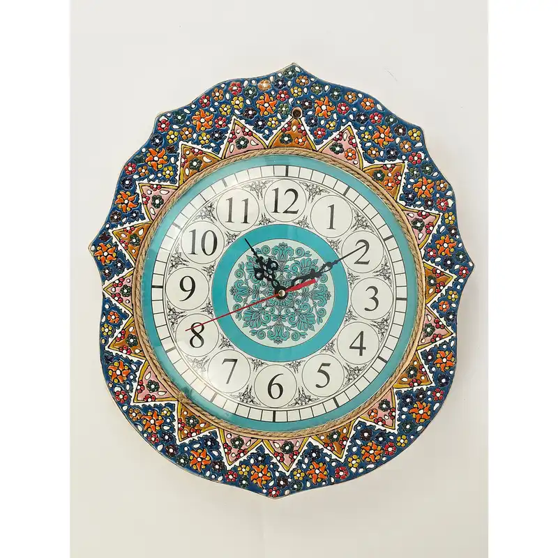 ساعت میناکاری سفالی مدل خورشید