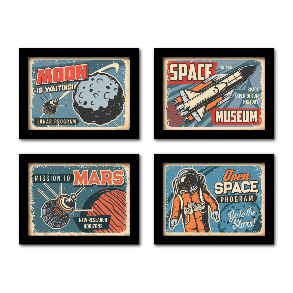 تابلو مدل ناسا و فضا طرح exploration art مجموعه 4 عددی