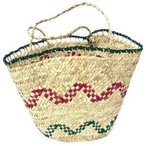 زنبیل حصیری مدل طرح دار کد N130