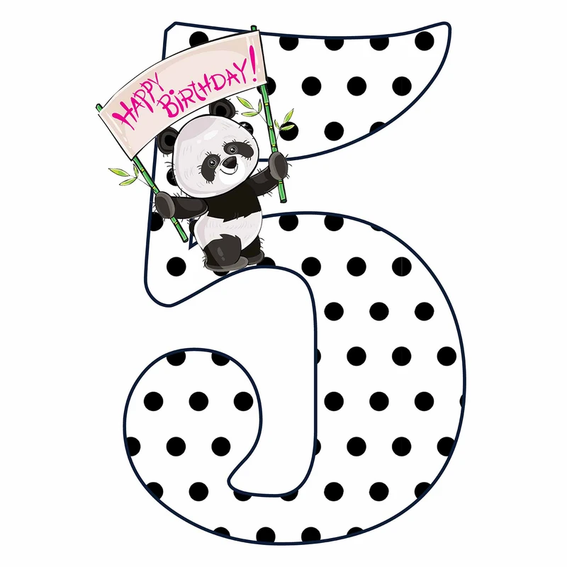 استند رومیزی تولد مدل عدد 5 طرح پاندا کد 1768