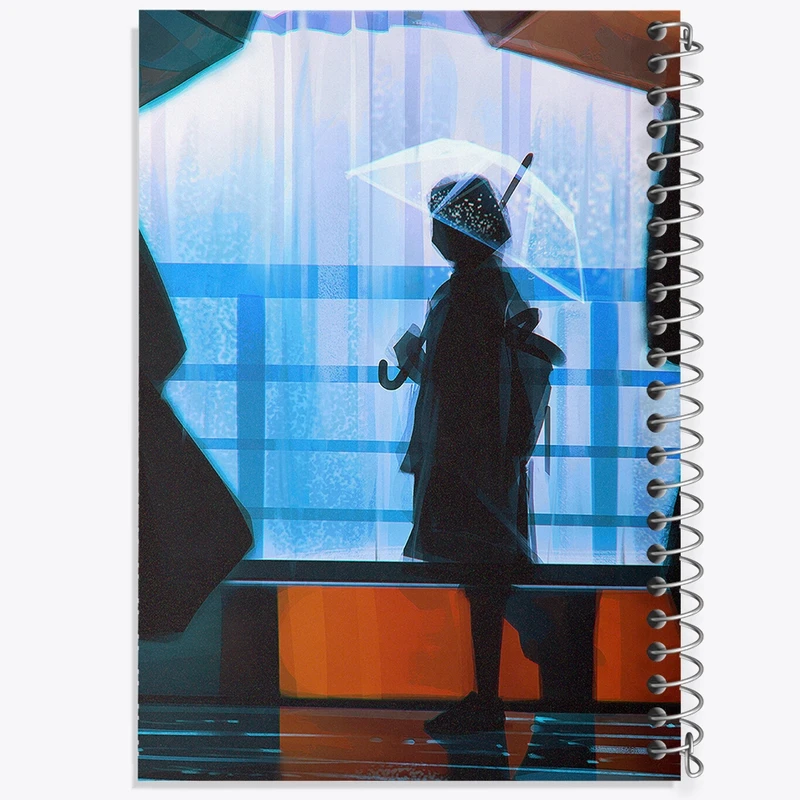 دفتر ژورنال نویسی 50 برگ خندالو مدل نقطه ای طرح دختر در روز بارانی کد F1099