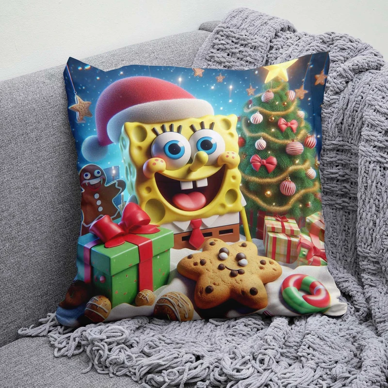 کوسن پاد آفرین مدل باب اسفنجی طرح کریسمس کد B545
