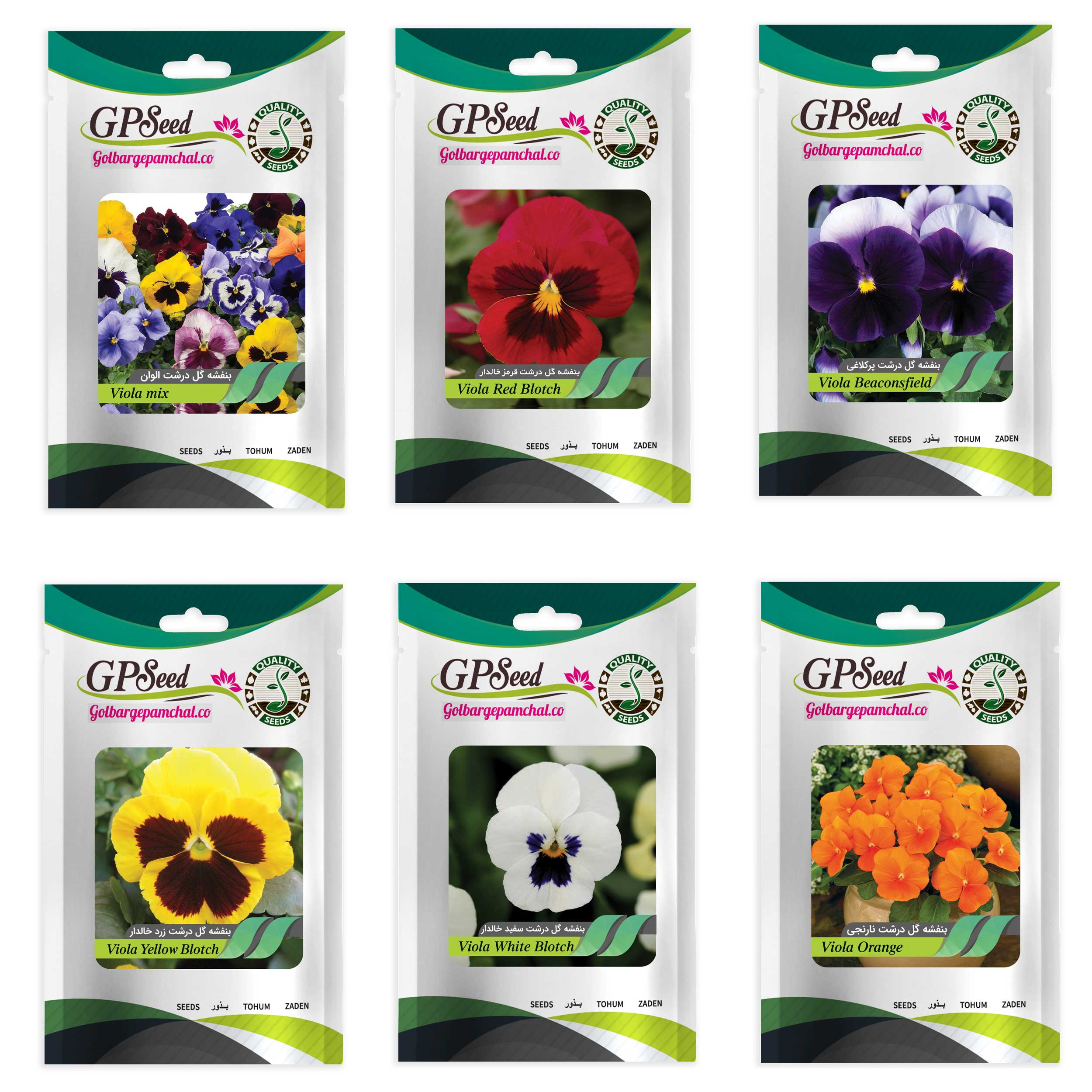 بذر گل بنفشه خوش رنگ الوان گلدانی گلبرگ پامچال کد G-P-GP-06 مجموعه 6 عددی