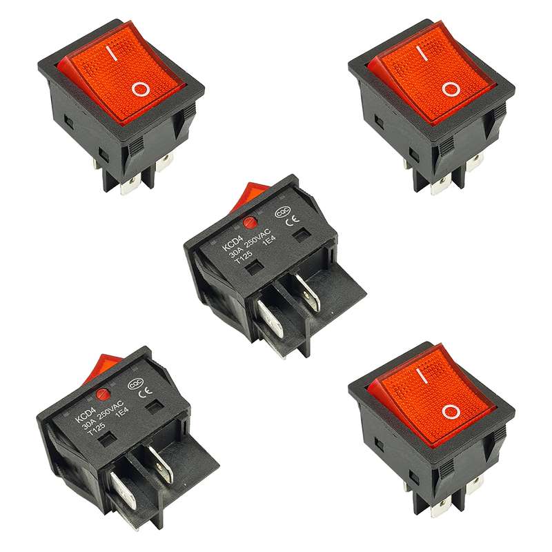کلید راکر مدل 4 پایه کد KCD4-30A بسته 5 عددی
