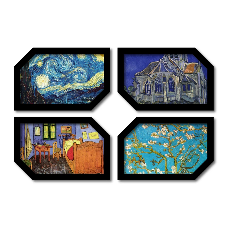 تابلو مدل وینسنت ونگوگ طرح شب پر ستاره کد km-11 مجموعه 4 عددی