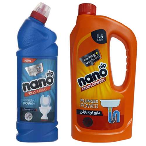 مایع لوله باز کن نانو نیپ مدل چنته حجم 1500 میلی لیتر به همراه مایع جرم گیر نانونیپ مدل قدرتمند حجم 1000 میلی لیتر