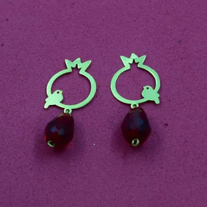 گوشواره طلا 18 عیار زنانه کانیار گالری طرح انار مدل یلدا 66