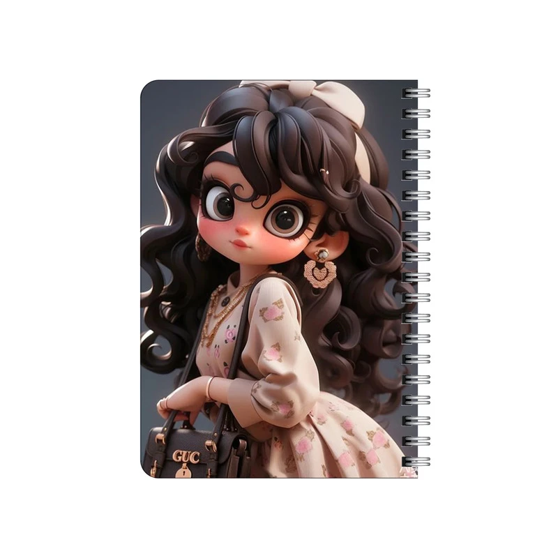 دفترچه یادداشت بامبیلیپ مدل چوبی طرح دختر موفرفری با کیف کد 1079119