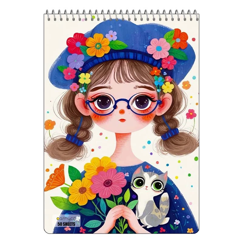 دفتر نقاشی 50 برگ سیمی کارنیکا طرح دختر هنرمند Artistic Girl کد 11686