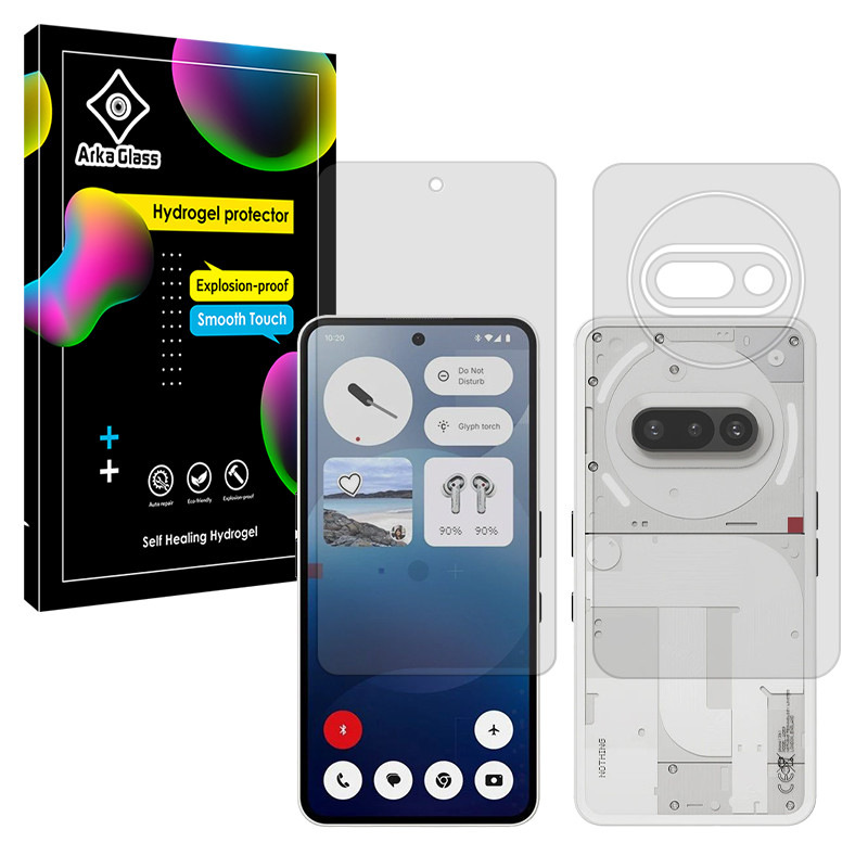محافظ صفحه نمایش شفاف آرکا گلس مدل Tough مناسب برای گوشی موبایل ناتینگ Phone 3a به همراه محافظ پشت گوشی