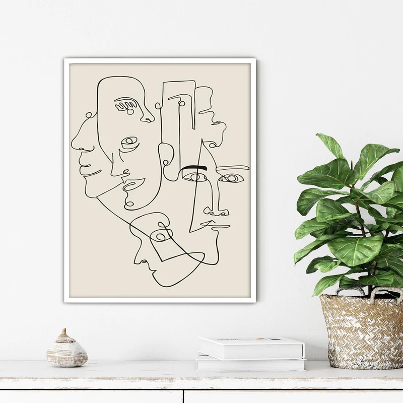 تابلو آتریسا طرح لاین آرت مدرن مدل ATFL52 فریم سفید