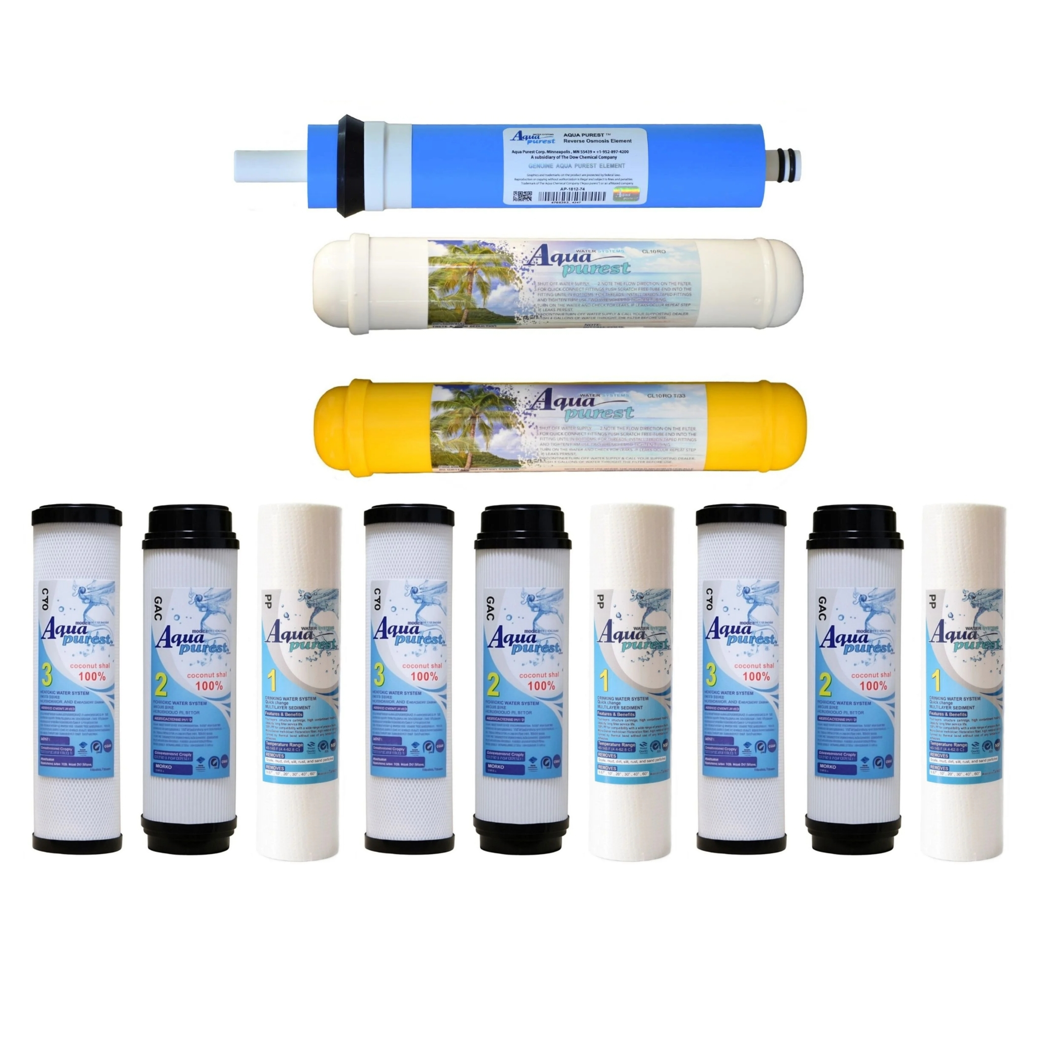 فیلتر دستگاه تصفیه آب آکوا پیورست مدل R-D NEW 012 مجموعه 12 عددی
