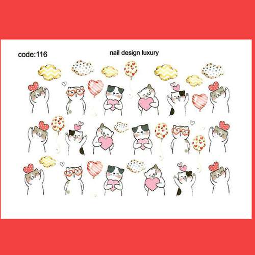 استیکر طراحی ناخن طرح گربه بامزه مدل C116