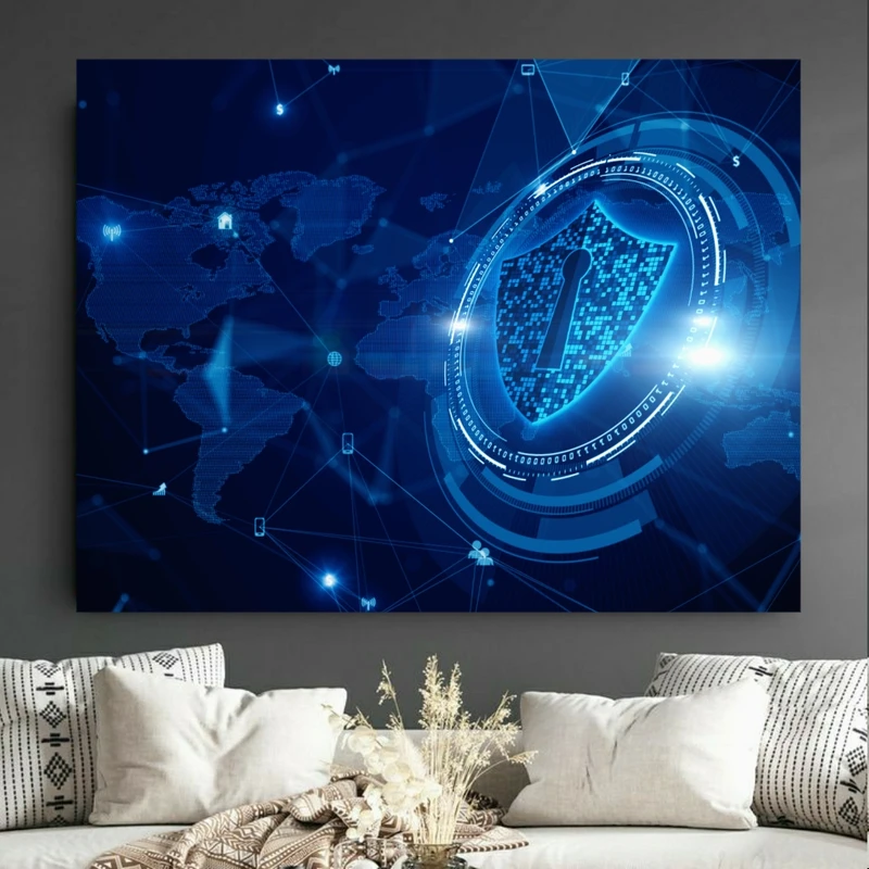 پوستر پارچه ای طرح مخمل امنیت شبکه مدل دیجیتال کد BK23385