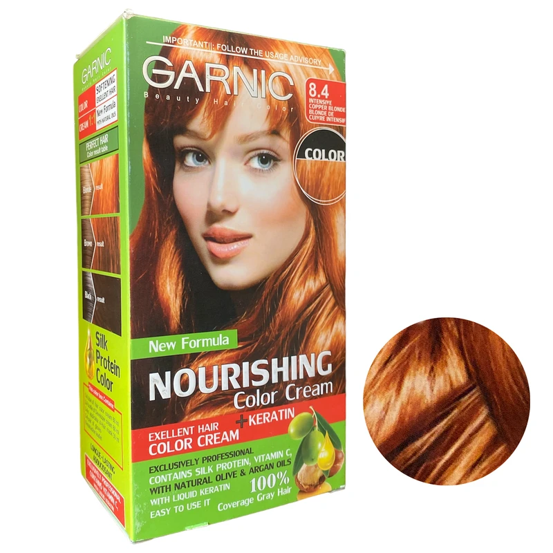 کیت رنگ مو گارنیک شماره 8.4 حجم 80 میلی لیتر رنگ بلوند مسی قوی