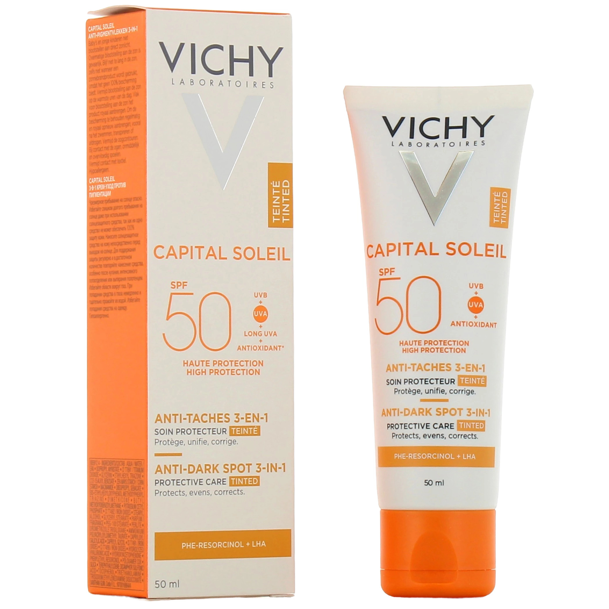 کرم ضد آفتاب رنگی ویشی SPF 50 مدل Anti Taches 3in1 مناسب انواع پوست حجم 50 میلیلیتر