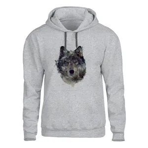 هودی مردانه مدل گرگ کد 32 Z رنگ طوسی