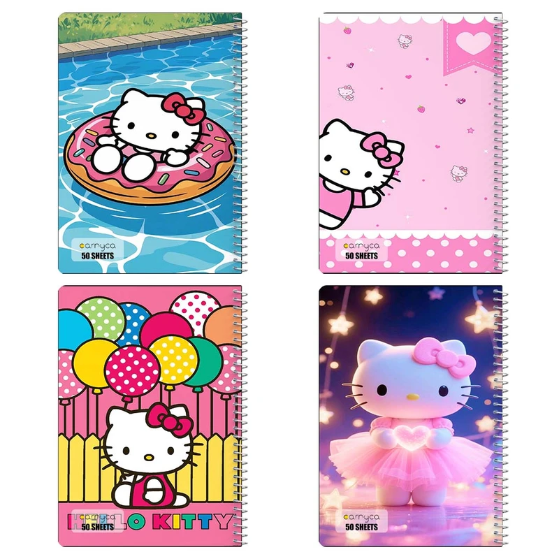 دفتر نقاشي 50 برگ کارنيکا طرح هلو کیتی hello kitty کد 14716 مجموعه 4 عددی