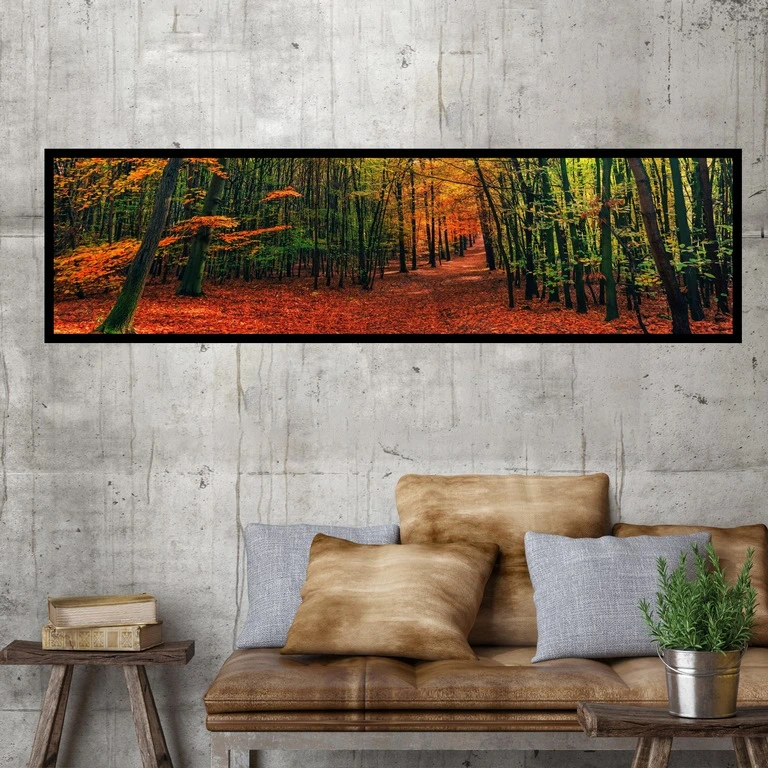 تابلو بکلیت طرح منظره جنگل پاییزی مدل کشیده B-7585