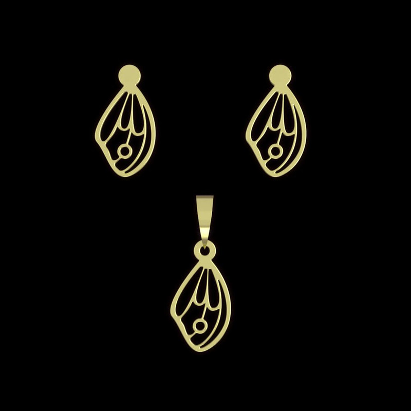 نیم ست طلا 18 عیار زنانه مدوپد مدل بال پروانه کد NA11111